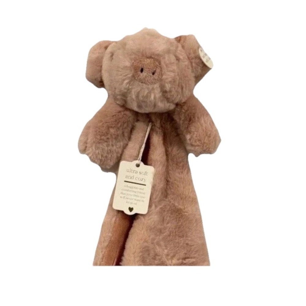 Baby Pink Pig Lovey Farm Animal Plush Newborn Rosette Security Blanket Toy NWT - Picture 6 of 6